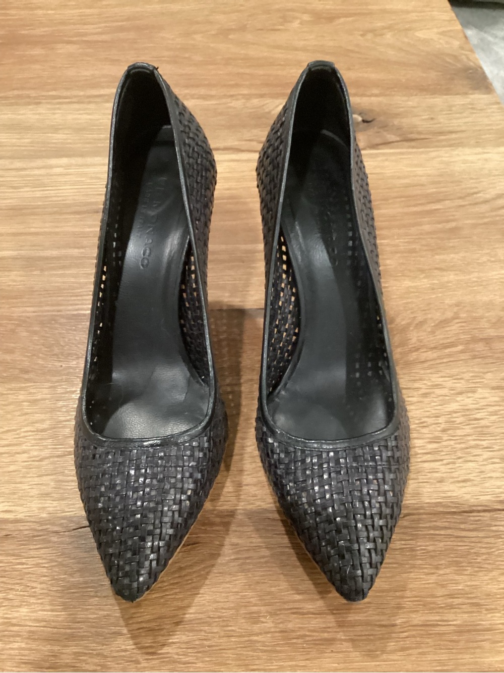 Club Monaco Black Woven Pointed-Toe Pumps